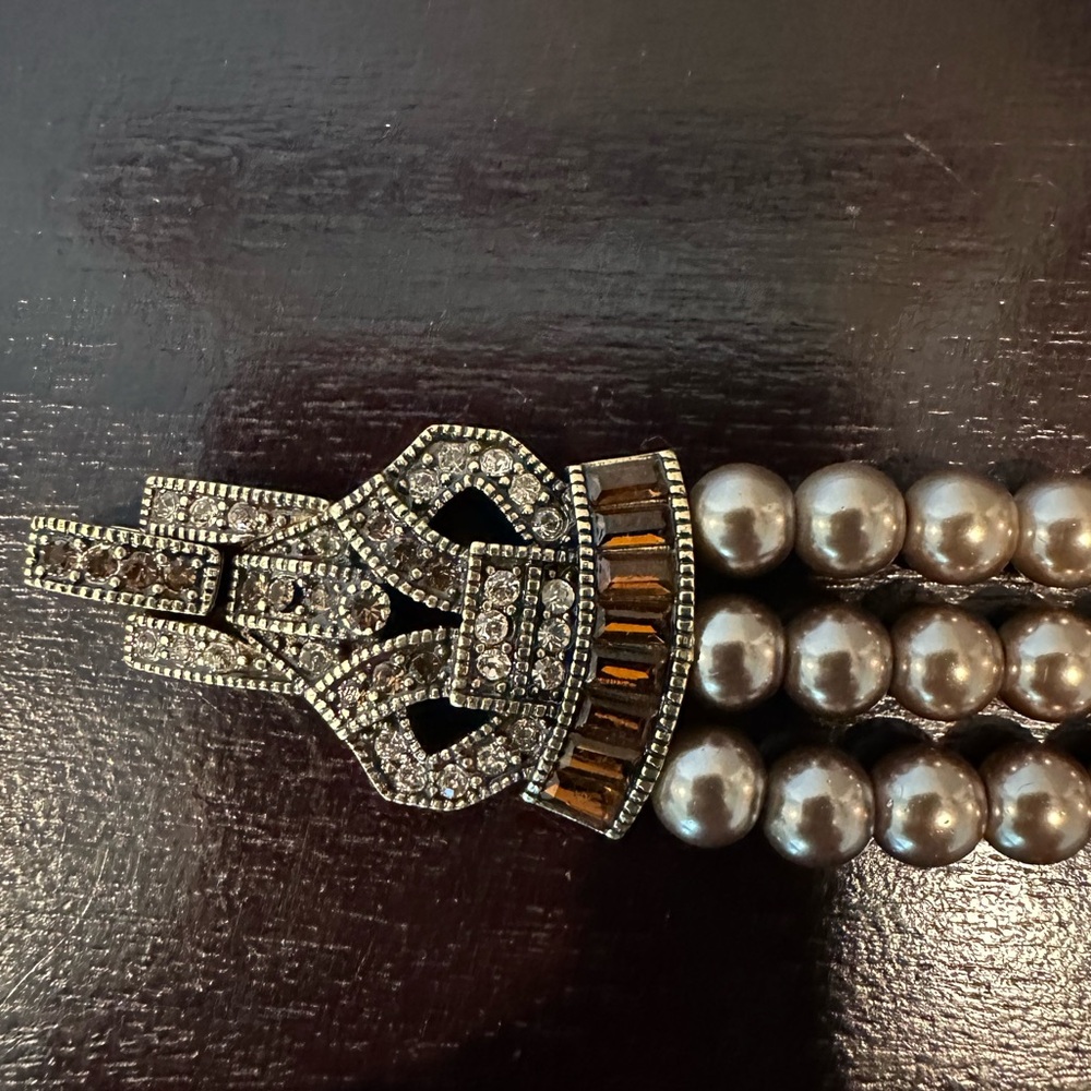 HEIDI DAUS "Deco Master Clasp" Bracelet in Smoky Quartz Topaz NWOT